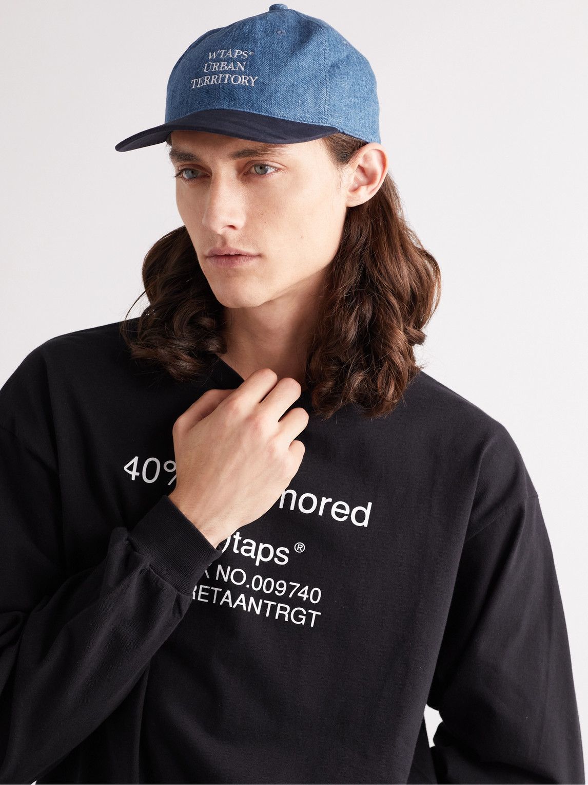 WTAPS   TH  Logo Embroidered Denim and Cotton Twill Baseball