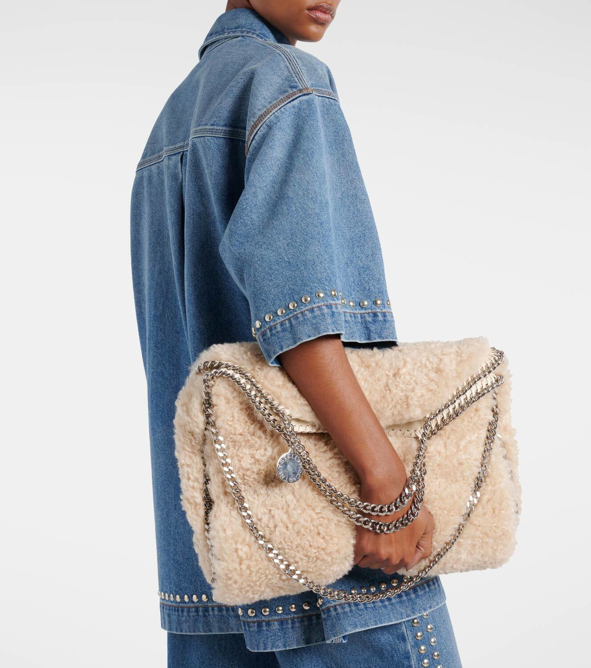 トートバッグ Stella Mccartney Falabella Women Speckled blue Falabella Tiny Bouclé Tote Bag | Stella