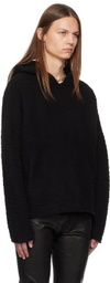 John Elliott Black Glitch Jacquard Poncho Hoodie
