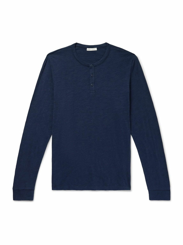 Photo: Onia - Slub Linen-Jersey Henley Top - Blue