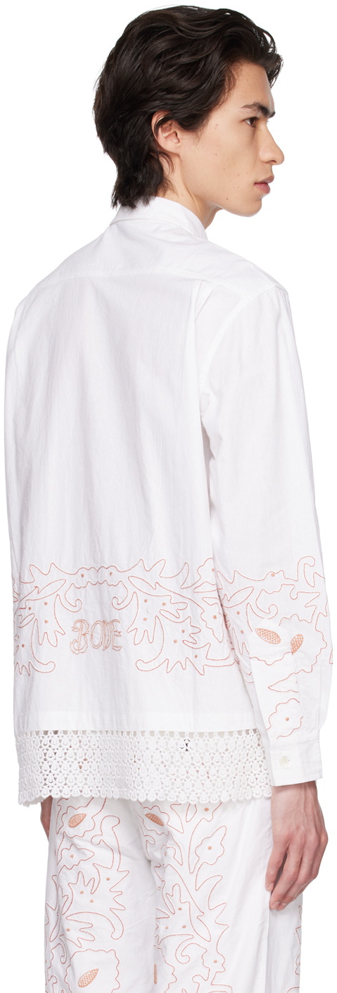 Bode White Braided Couching Shirt