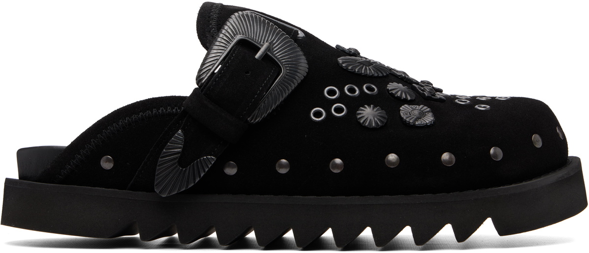 Toga Virilis Black Eyelet Metal Sabot Loafers