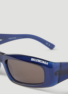 Balenciaga - Logo Print Square Sunglasses in Blue