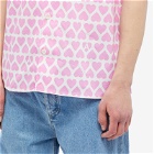 AMI Men's Heart Print Vacation Shirt in Candy Pink/White