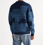 Beams Plus - Patchwork Cotton-Jacquard Cardigan - Blue