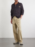 Kartik Research - Eri Logo-Embroidered Knitted Silk Polo Shirt - Brown
