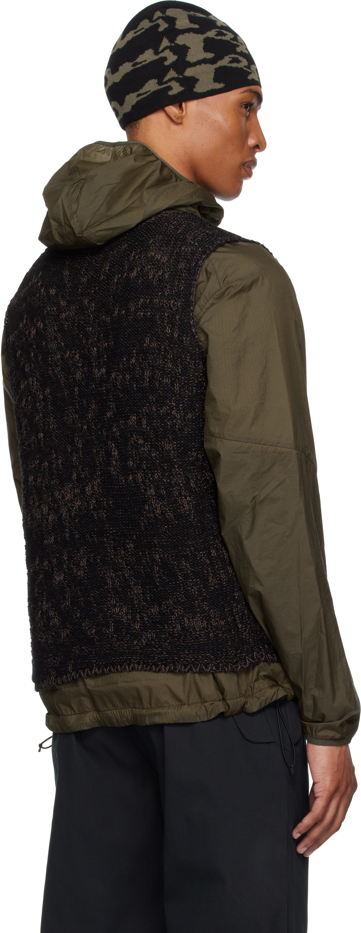 ROA Black & Brown Vortex Crewneck Vest