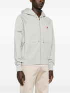 AMI Paris Grey Ami De Coeur Zipped Hoodie