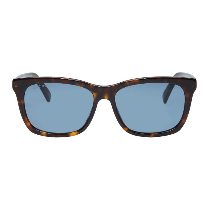 Photo: Gucci Tortoiseshell and Blue Oversized Wearable Sunglasses