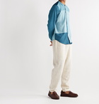 11.11/eleven eleven - Collarless Patchwork Cotton Shirt - Blue