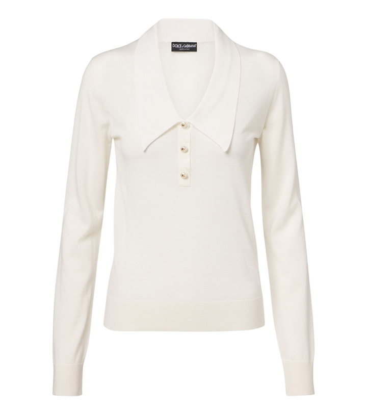Photo: Dolce&Gabbana Embellished cashmere-blend polo sweater