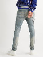 AMIRI - Skinny-Fit Appliquéd Panelled Distressed Jeans - Blue