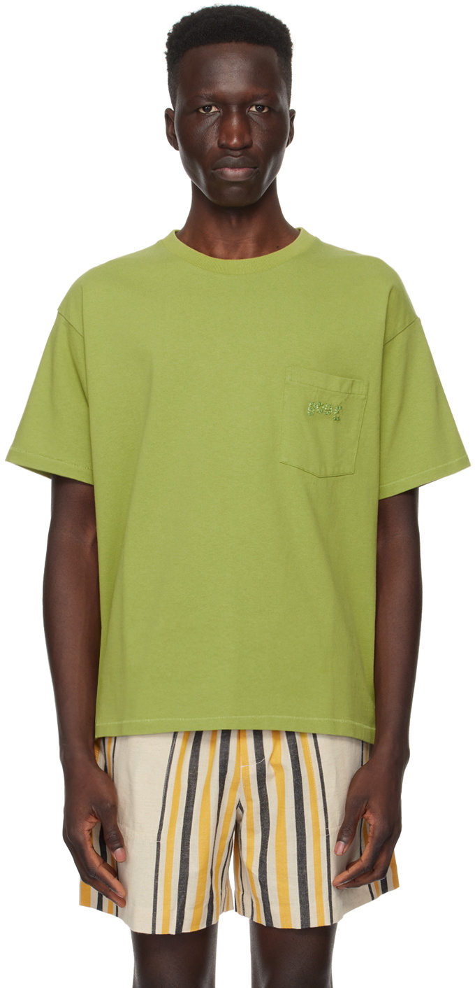 Bode Green Embroidered Pocket T-Shirt Bode