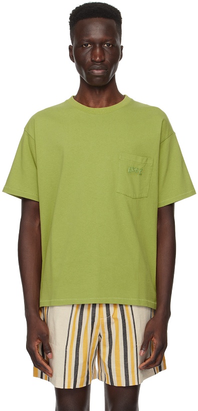 Photo: Bode Green Embroidered Pocket T-Shirt