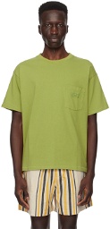 Bode Green Embroidered Pocket T-Shirt