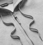 TOM FORD - Oversized Logo-Trimmed Mélange Fleece-Back Cotton-Jersey Zip-Up Hoodie - Men - Gray