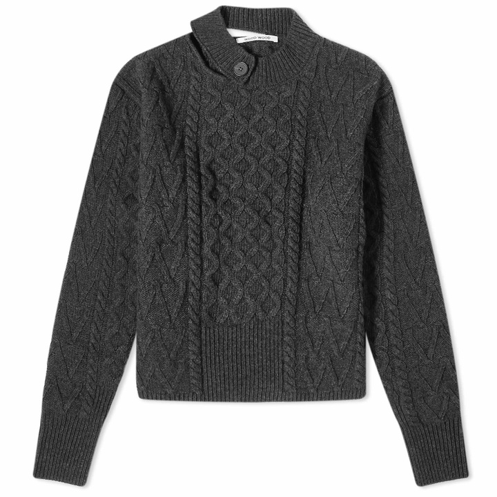 Photo: Wood Wood Women's Tania Aran Knit Jumper in Dark Grey