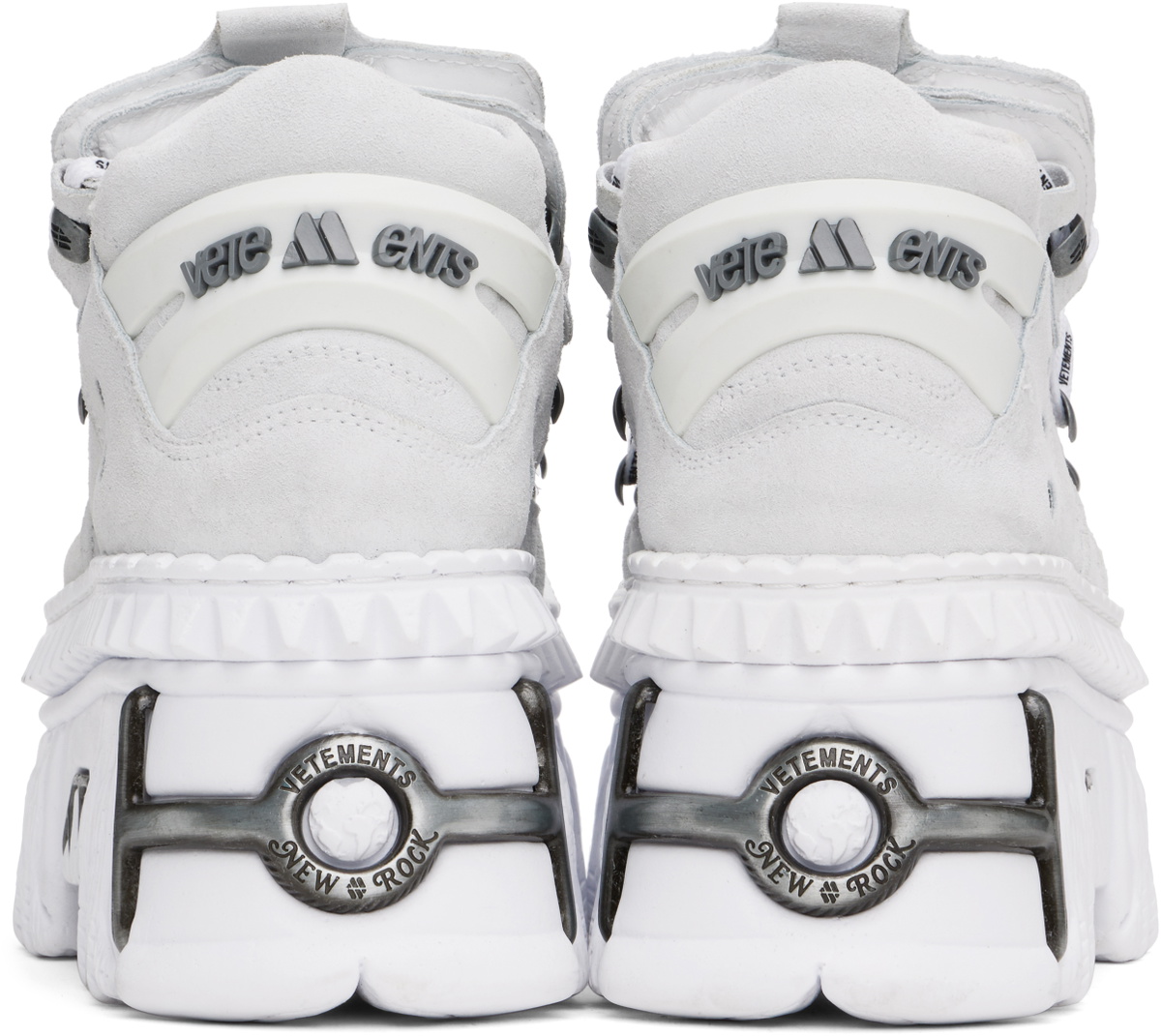 VETEMENTS White & Gray New Rock Edition Fire Platform Sneakers