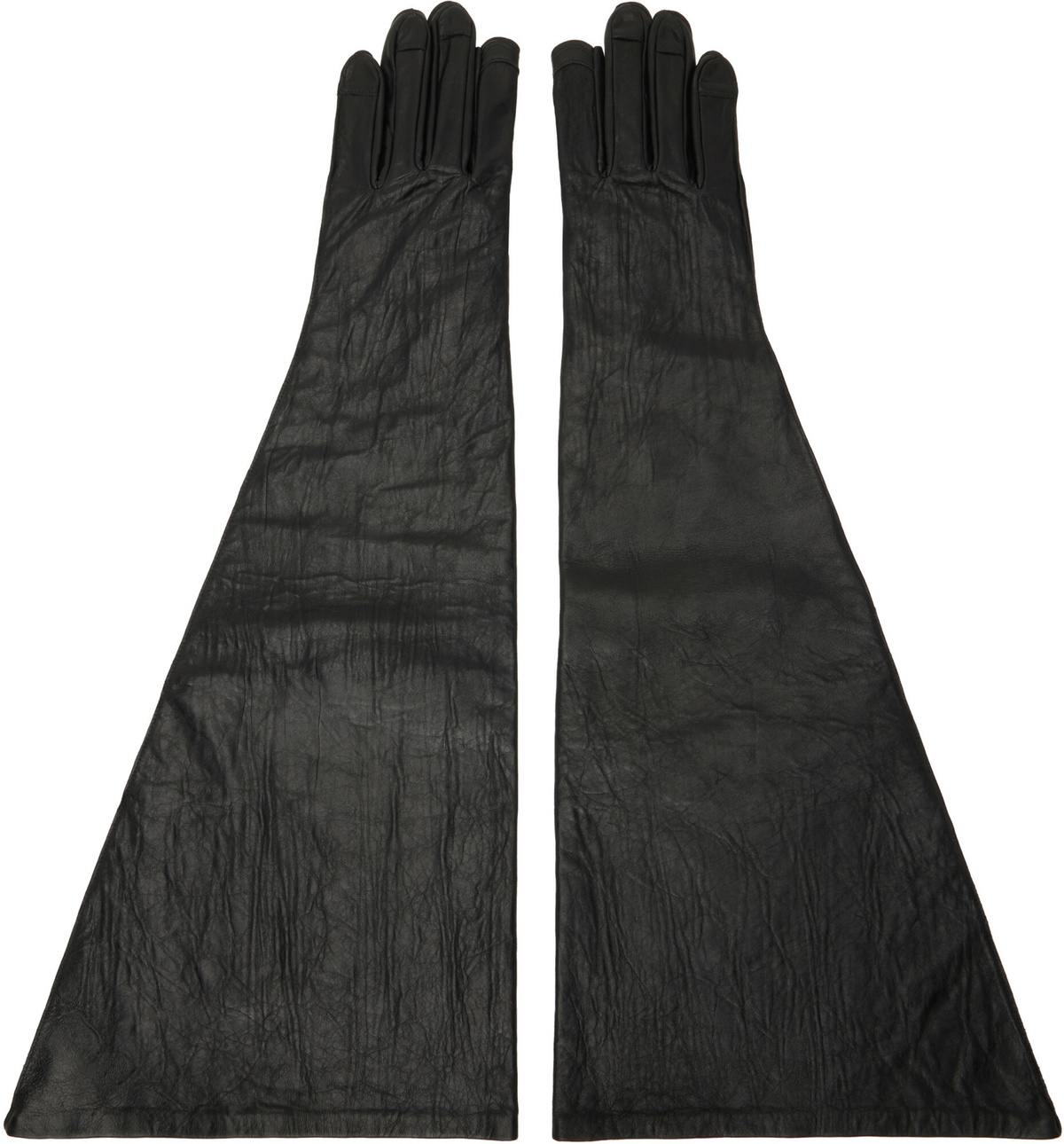 Rick Owens Black Tower Cuffed Long Gloves