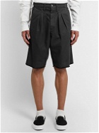BILLY - Pleated Cotton-Twill Shorts - Black