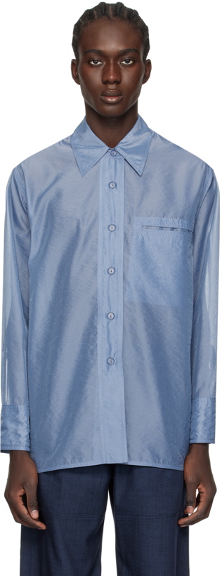 Photo: LOW CLASSIC Blue See-Through Stitch Shirt