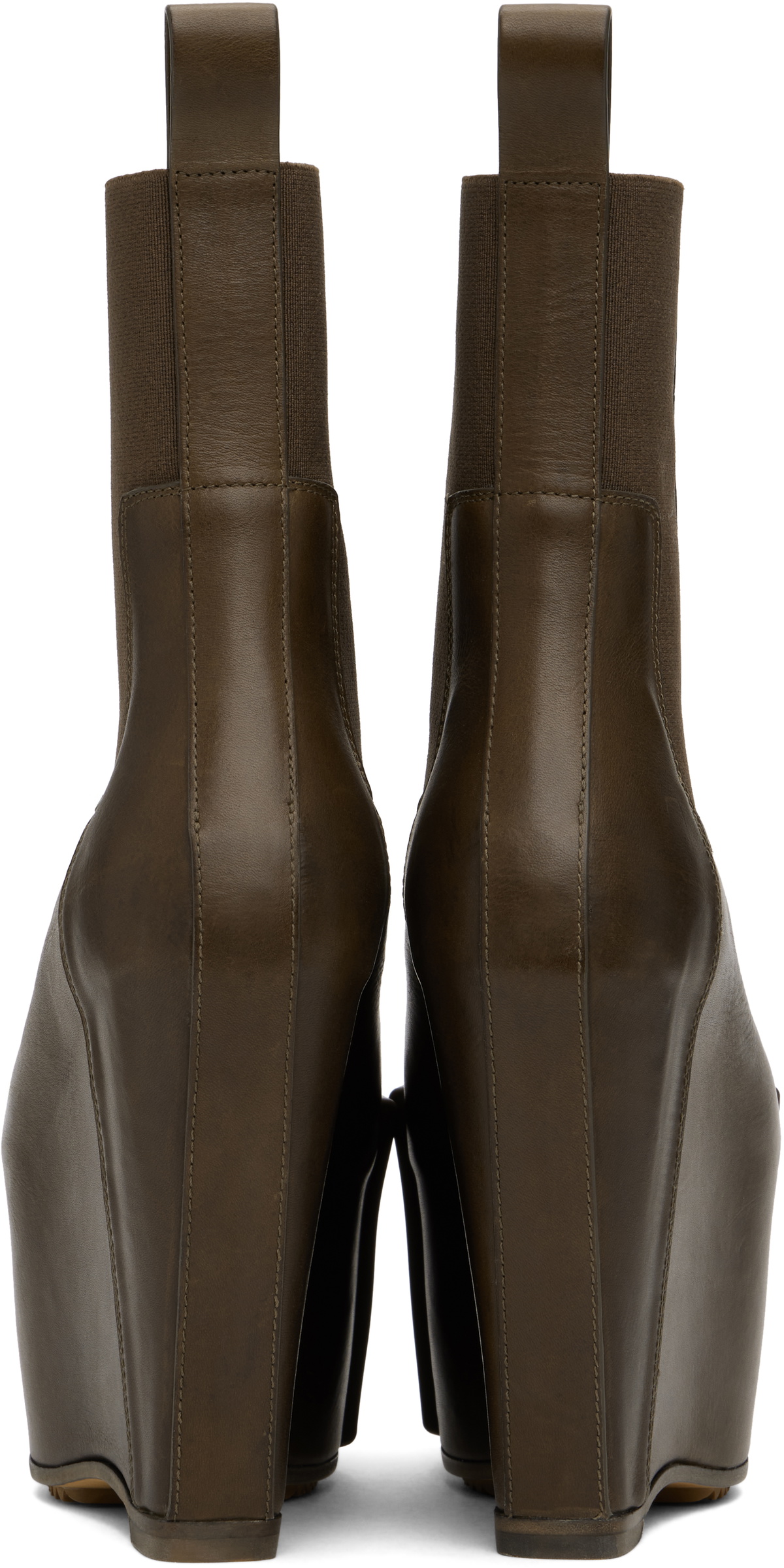 Rick Owens Khaki Porterville Grilled Wedge Beatle Chelsea Boots