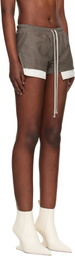 Rick Owens Taupe Fog Boxer Leather Shorts