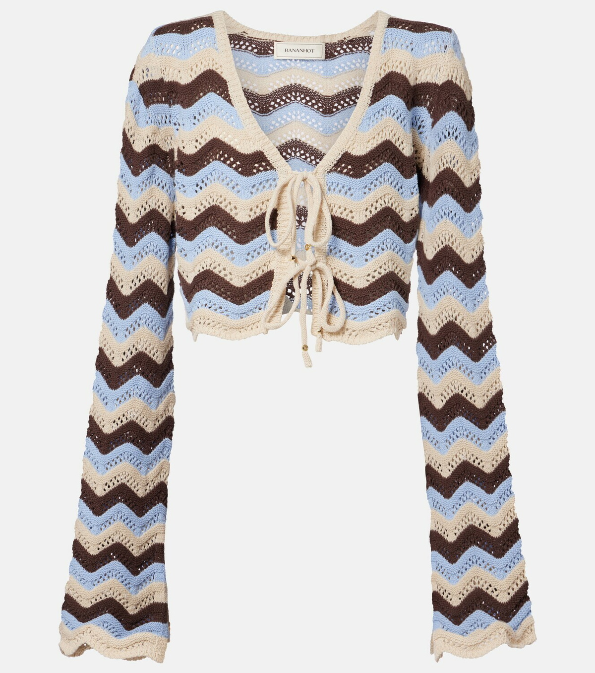Bananhot Miana open-knit cotton-blend crop top