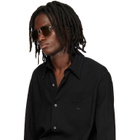 Gucci Silver & Brown Navigator Frame Sunglasses