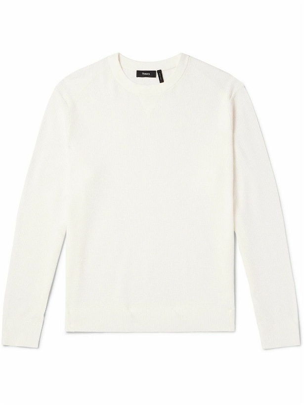 Photo: Theory - Myhlo Waffle-Knit Cotton-Blend Sweater - White