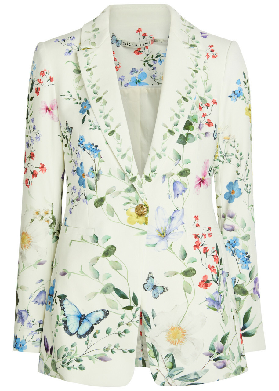 Alice + Olivia Breann Floral Print Crepe Blazer Multicoloured
