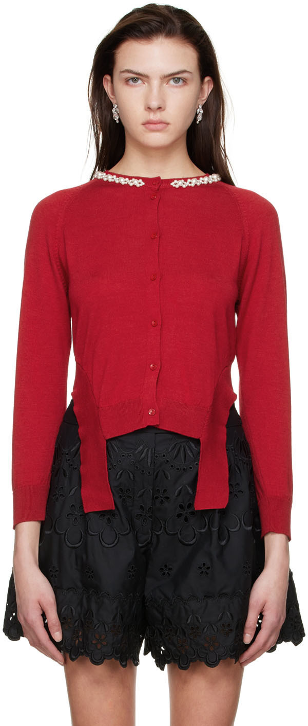 Simone Rocha Red Wool Cardigan Simone Rocha