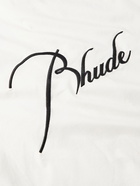 Rhude - Camp-Collar Two-Tone Logo-Embroidered Cotton-Poplin Shirt - White