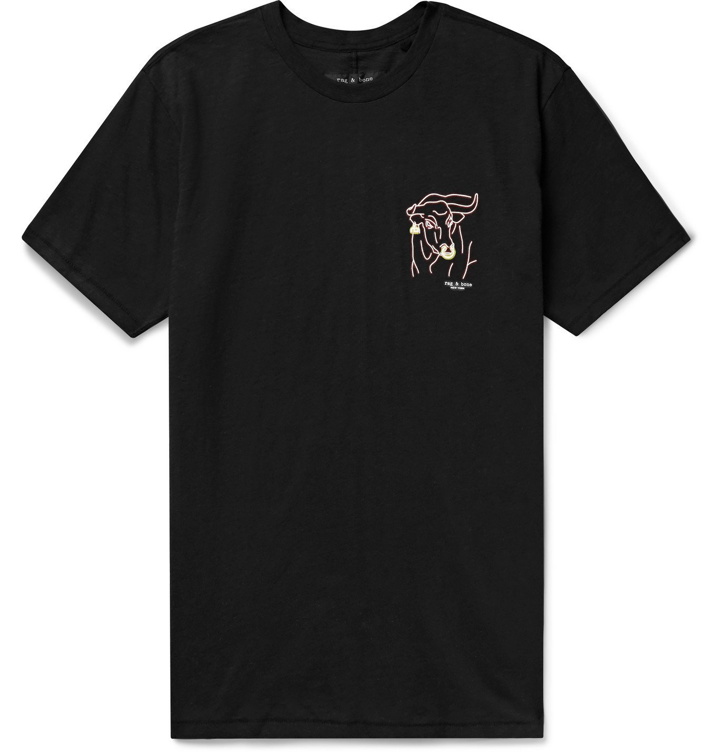 Photo: RAG & BONE - Printed Cotton-Jersey T-Shirt - Black