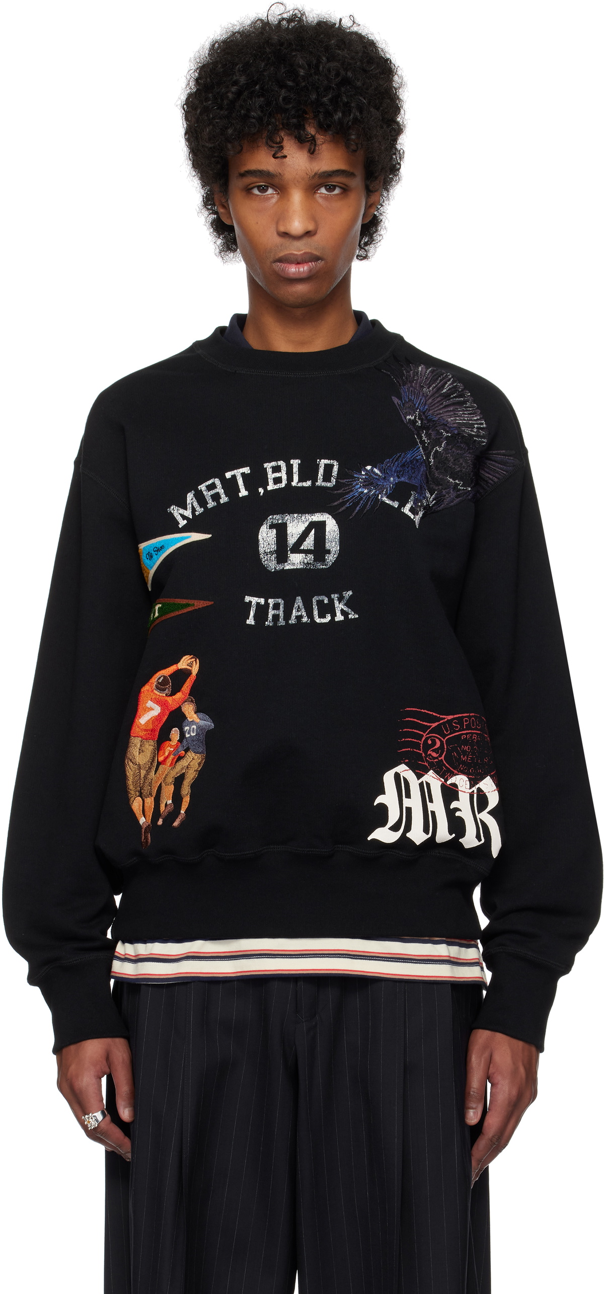 Khoki Black Multi Embodied-Design Sweatshirt