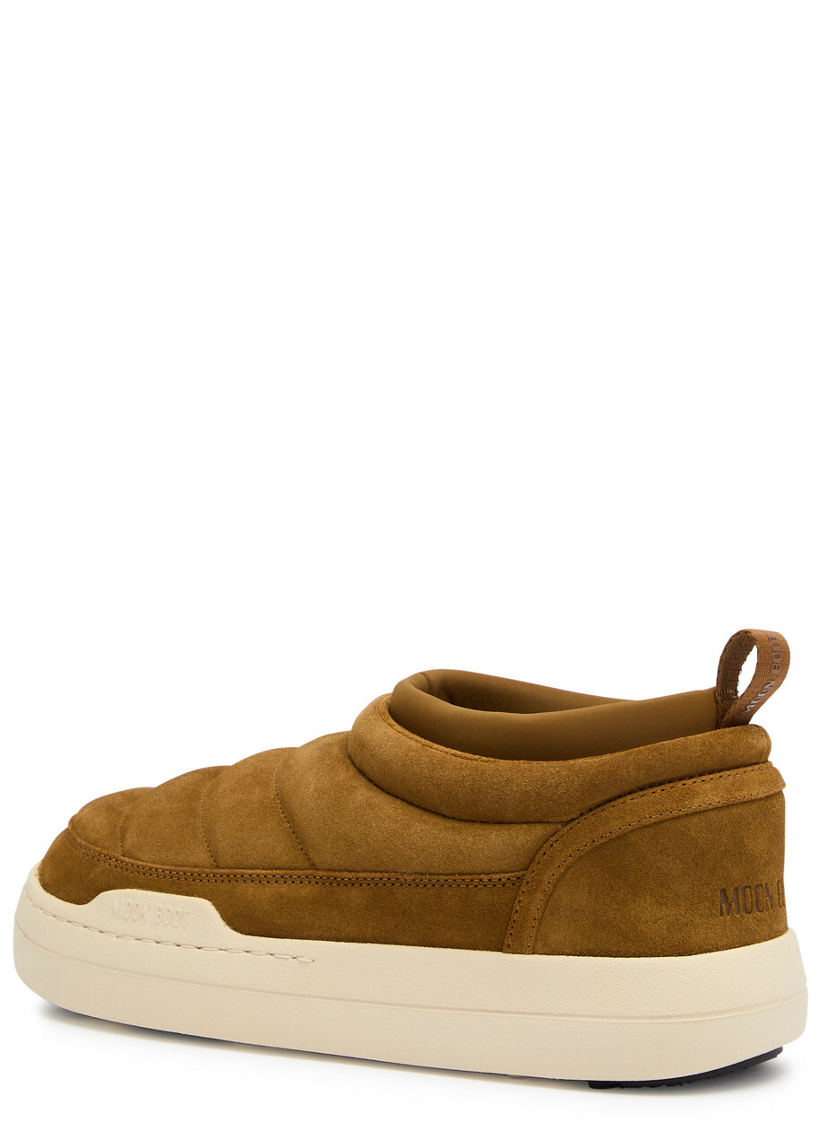 Moon Boot Park Quilted Panelled Suede Sneakers Tan