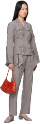 J.Kim Gray Smocked Flower Blazer