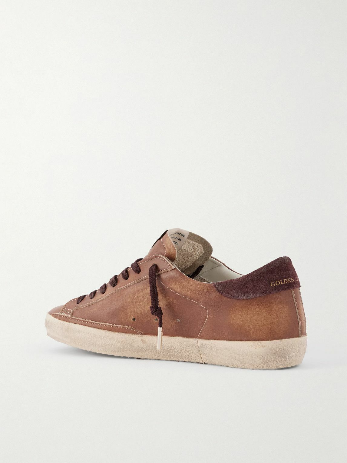 Golden Goose - Super-Star Private EDT Distressed Suede-Trimmed Leather Sneakers - Brown