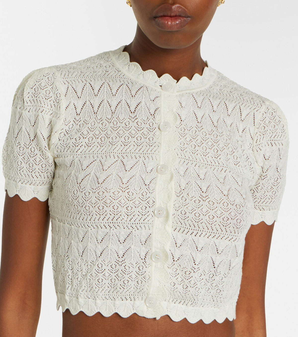 Self-Portrait Pointelle cropped cardigan