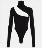 LaQuan Smith Turtleneck asymmetrical cutout bodysuit