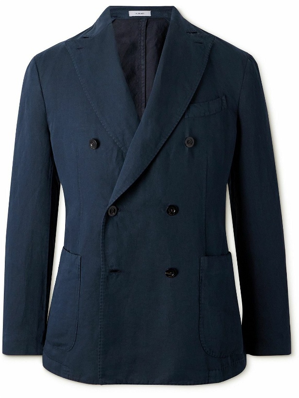 Photo: Boglioli - K-Jacket Double-Breasted Cotton and Linen-Blend Twill Blazer - Blue