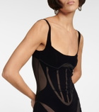 Wolford - x Mugler mesh and velvet dress