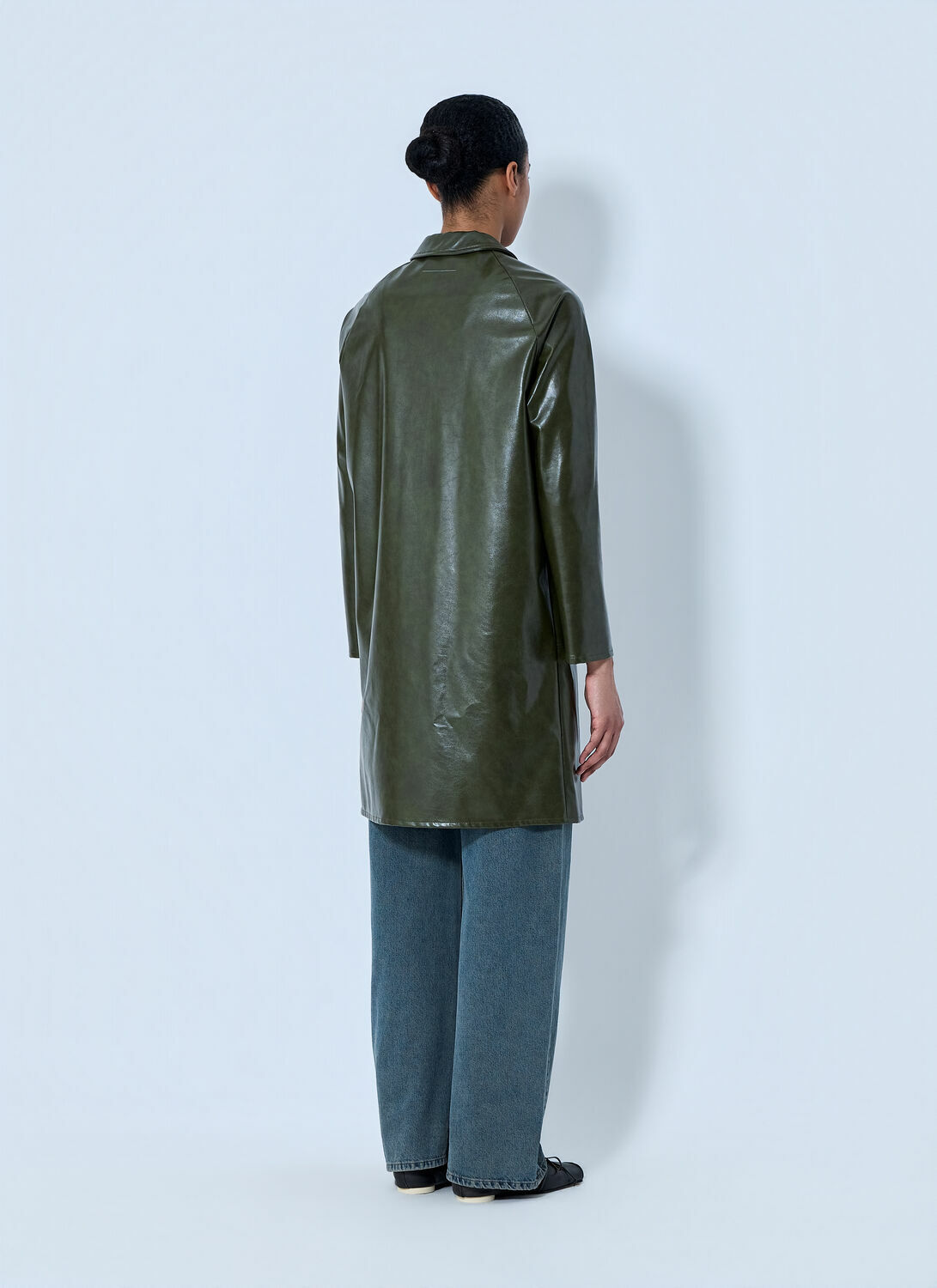 MM6 Maison Margiela Faux-Leather Button-Up Coat