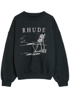 Rhude I Need A Getaway Printed Cotton Sweatshirt Black And White