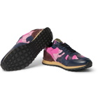 Valentino - Valentino Garavani Rockrunner Camouflage-Print Canvas, Leather and Suede Sneakers - Pink
