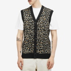 Fred Perry Men's Leopard Print Knit Vest in Warm Grey
