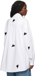 KIMHĒKIM White Heart Patched Oversized Shirt