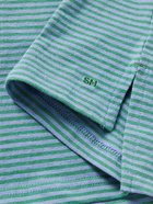 SID MASHBURN - Striped Cotton-Jersey Polo Shirt - Blue