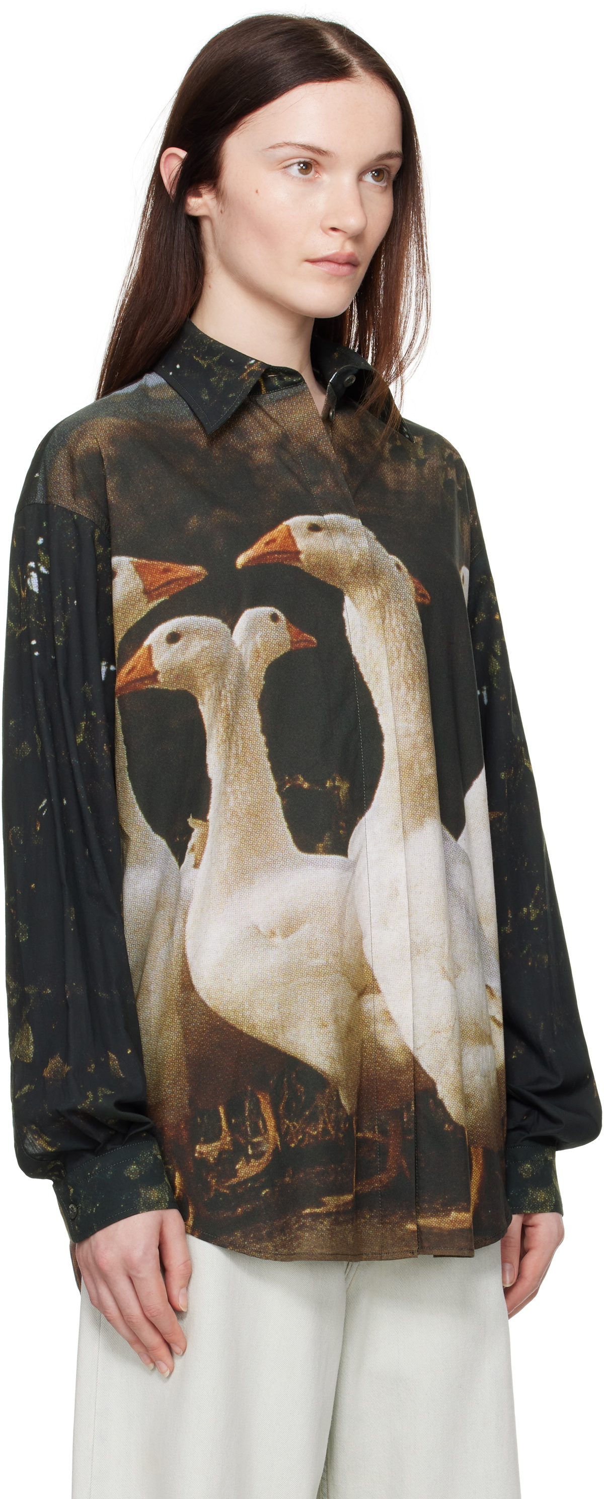 Moschino Multicolor Goose Print Shirt