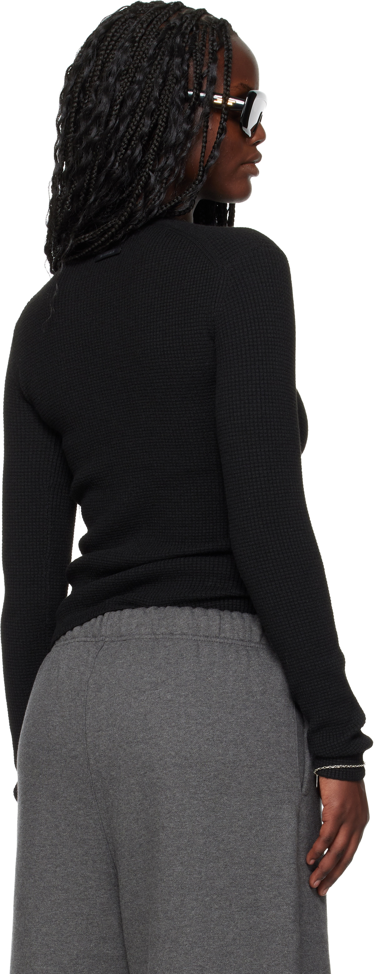 Fear of God ESSENTIALS Black Holiday Waffle Long Sleeve T-shirt